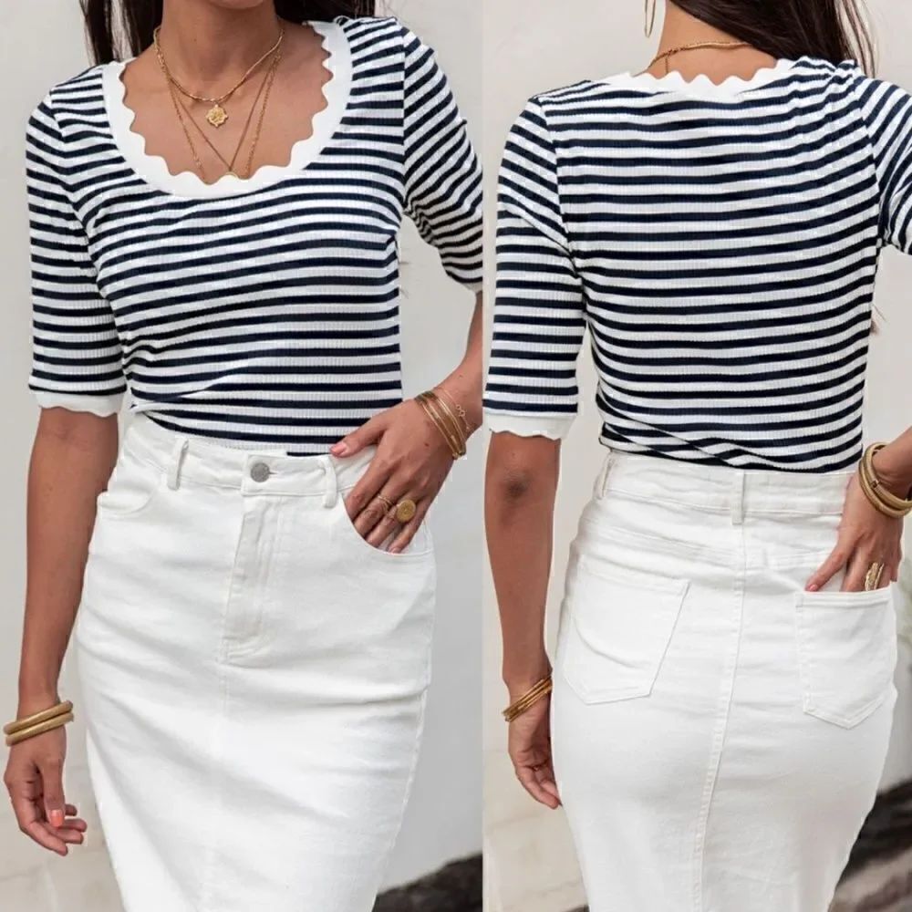 Black & White Striped Top